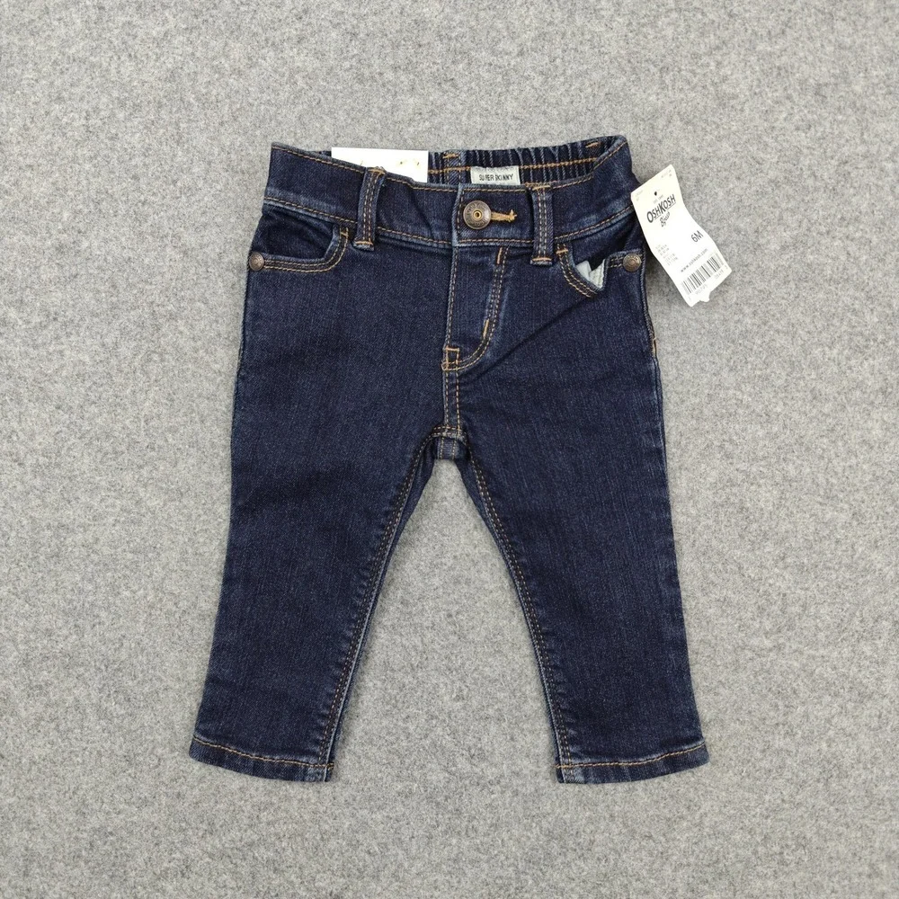 OshKosh B'gosh Jeans Girls Size 3-6 Months Blue Super Skinny Denim New‎